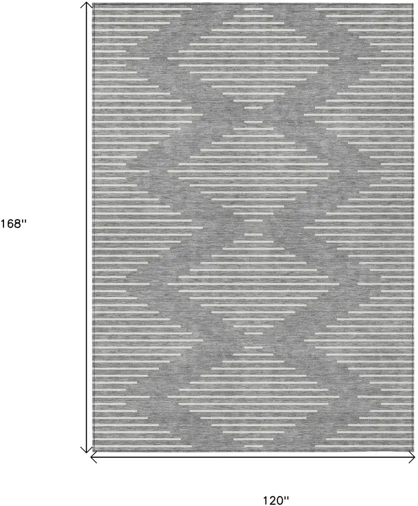 Gray And Ivory Geometric Washable Indoor Outdoor Area Rug Photo 3