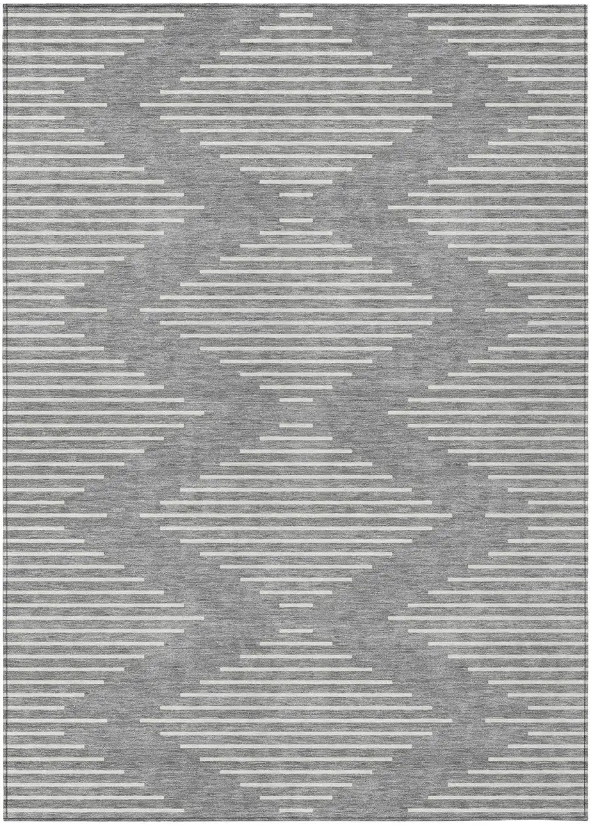 Gray And Ivory Geometric Washable Indoor Outdoor Area Rug Photo 2