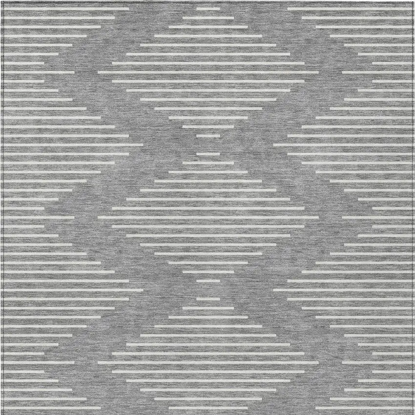 Gray And Ivory Geometric Washable Indoor Outdoor Area Rug Photo 5