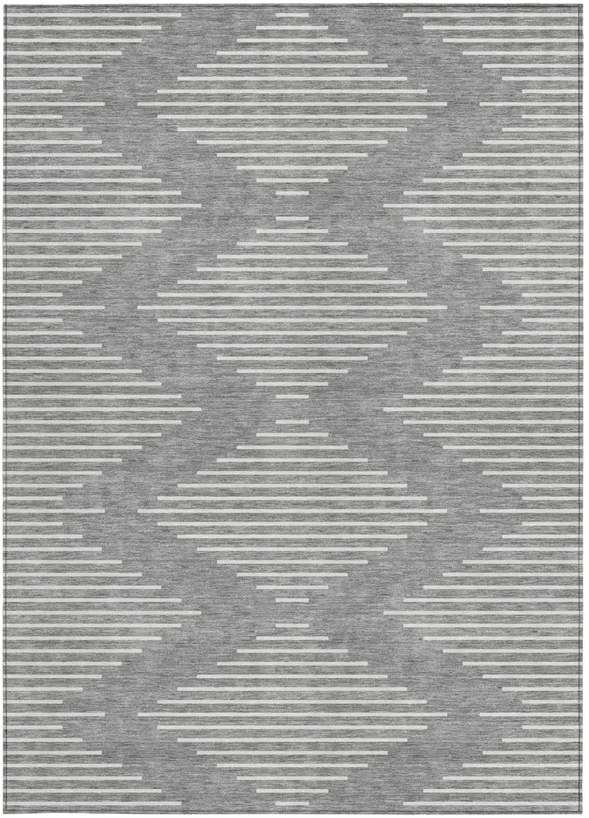 Gray And Ivory Geometric Washable Indoor Outdoor Area Rug Photo 6