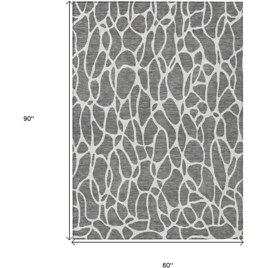 Gray And Ivory Geometric Washable Indoor Outdoor Area Rug Photo 3