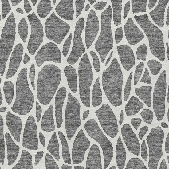Gray And Ivory Geometric Washable Indoor Outdoor Area Rug Photo 6