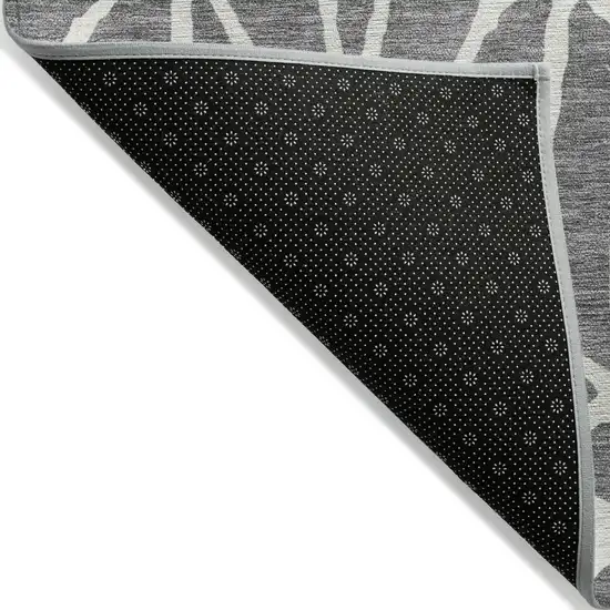 Gray And Ivory Geometric Washable Indoor Outdoor Area Rug Photo 4