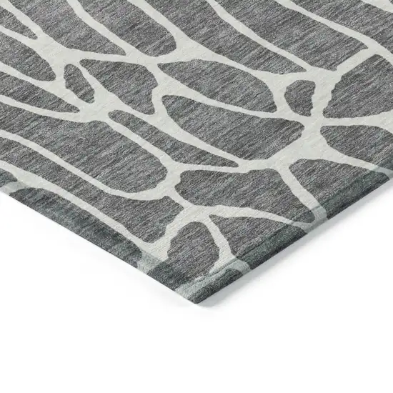 Gray And Ivory Geometric Washable Indoor Outdoor Area Rug Photo 5