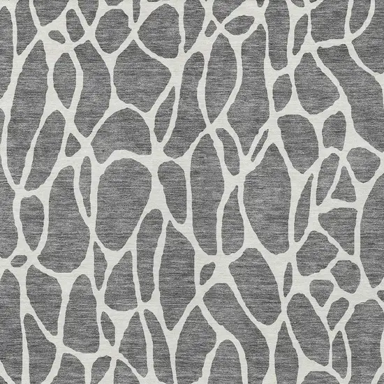 Gray And Ivory Geometric Washable Indoor Outdoor Area Rug Photo 6