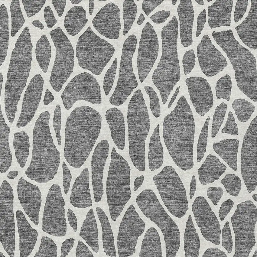 Gray And Ivory Geometric Washable Indoor Outdoor Area Rug Photo 6