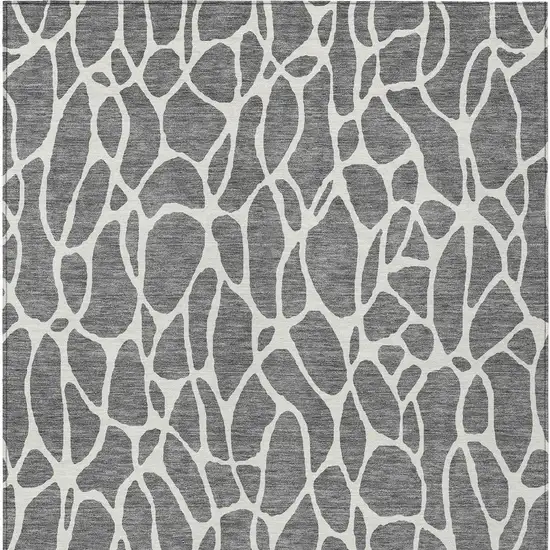 Gray And Ivory Geometric Washable Indoor Outdoor Area Rug Photo 7