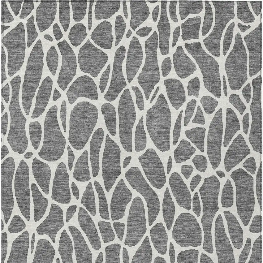 Gray And Ivory Geometric Washable Indoor Outdoor Area Rug Photo 7