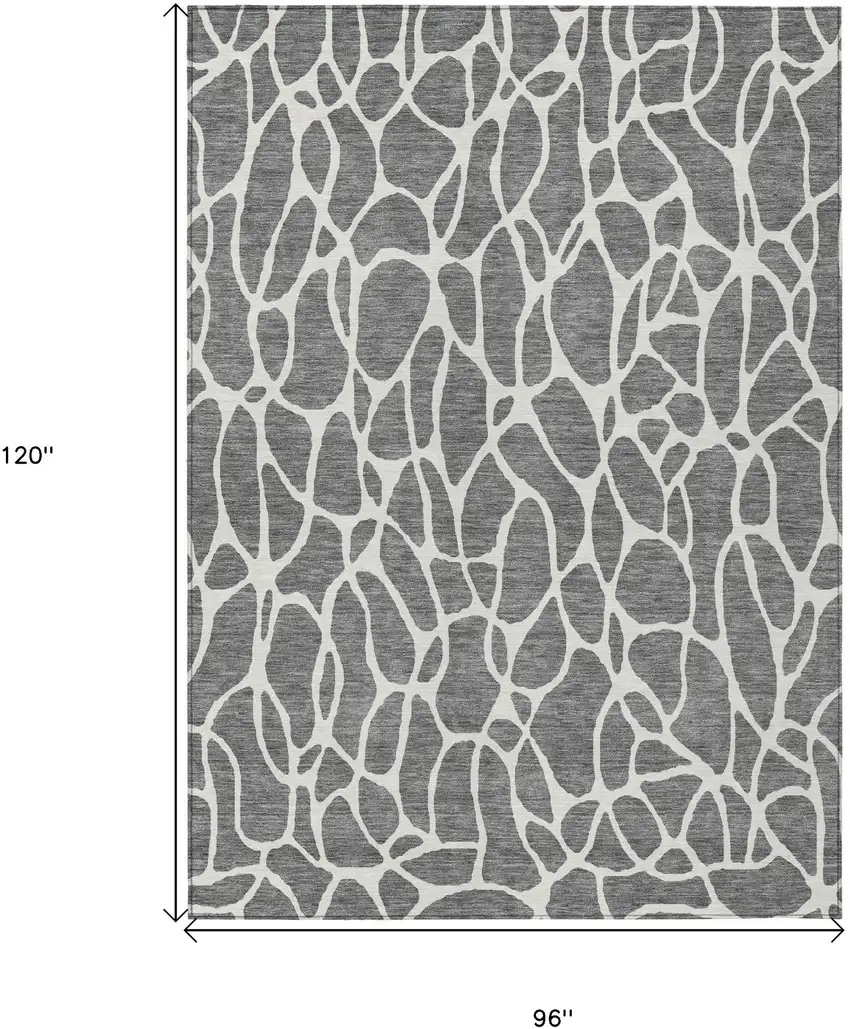 Gray And Ivory Geometric Washable Indoor Outdoor Area Rug Photo 3
