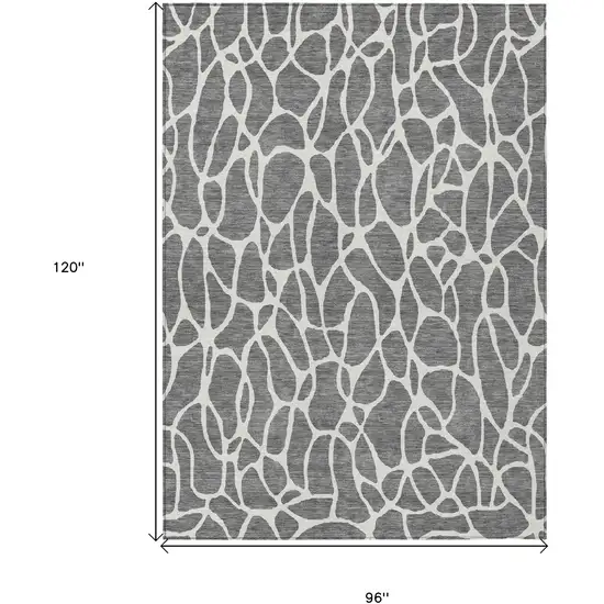 Gray And Ivory Geometric Washable Indoor Outdoor Area Rug Photo 3