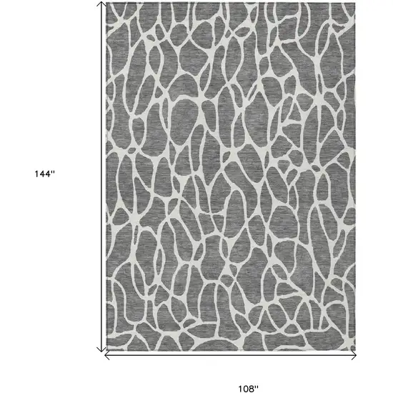 Gray And Ivory Geometric Washable Indoor Outdoor Area Rug Photo 3