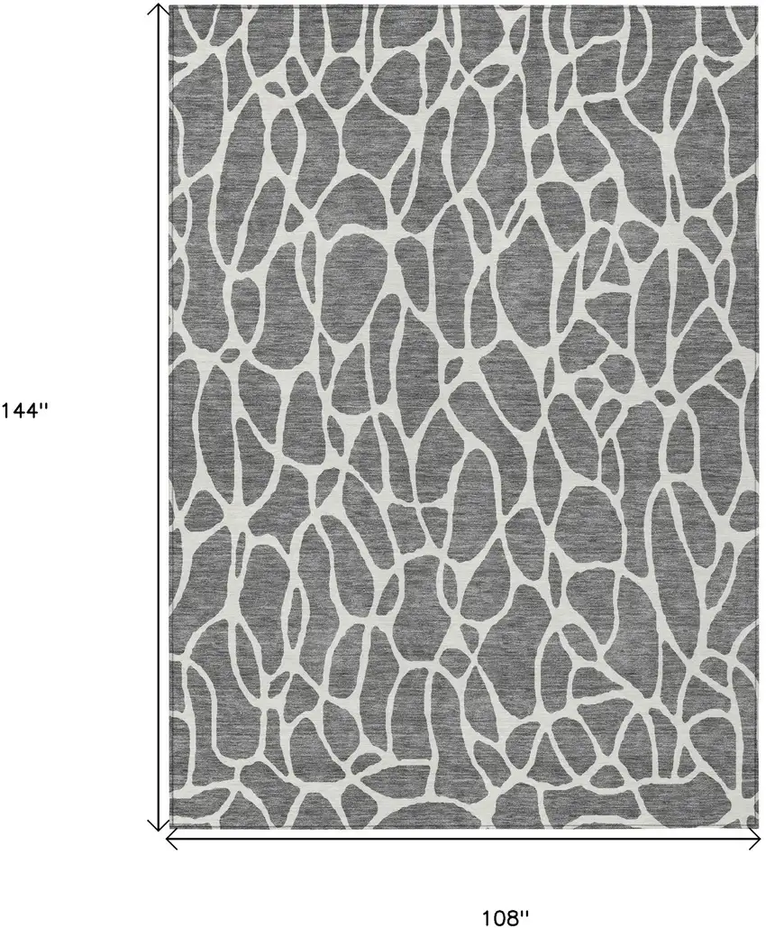 Gray And Ivory Geometric Washable Indoor Outdoor Area Rug Photo 3
