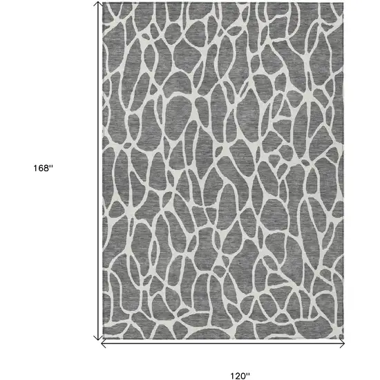 Gray And Ivory Geometric Washable Indoor Outdoor Area Rug Photo 3