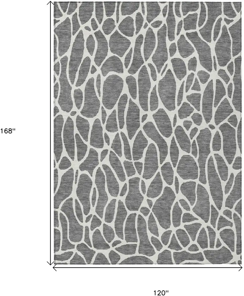 Gray And Ivory Geometric Washable Indoor Outdoor Area Rug Photo 3