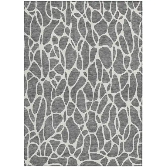 Gray And Ivory Geometric Washable Indoor Outdoor Area Rug Photo 6