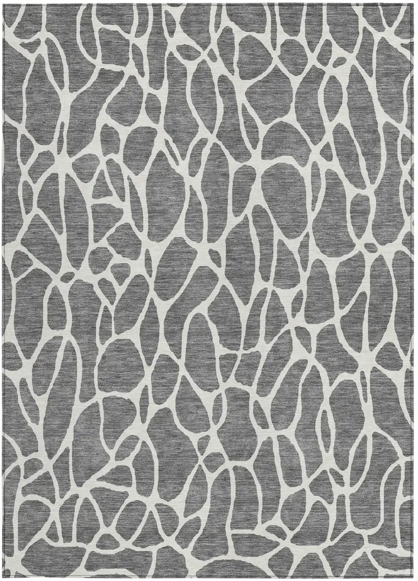 Gray And Ivory Geometric Washable Indoor Outdoor Area Rug Photo 6