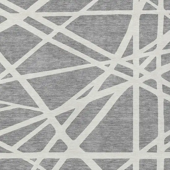 Gray And Ivory Geometric Washable Indoor Outdoor Area Rug Photo 6