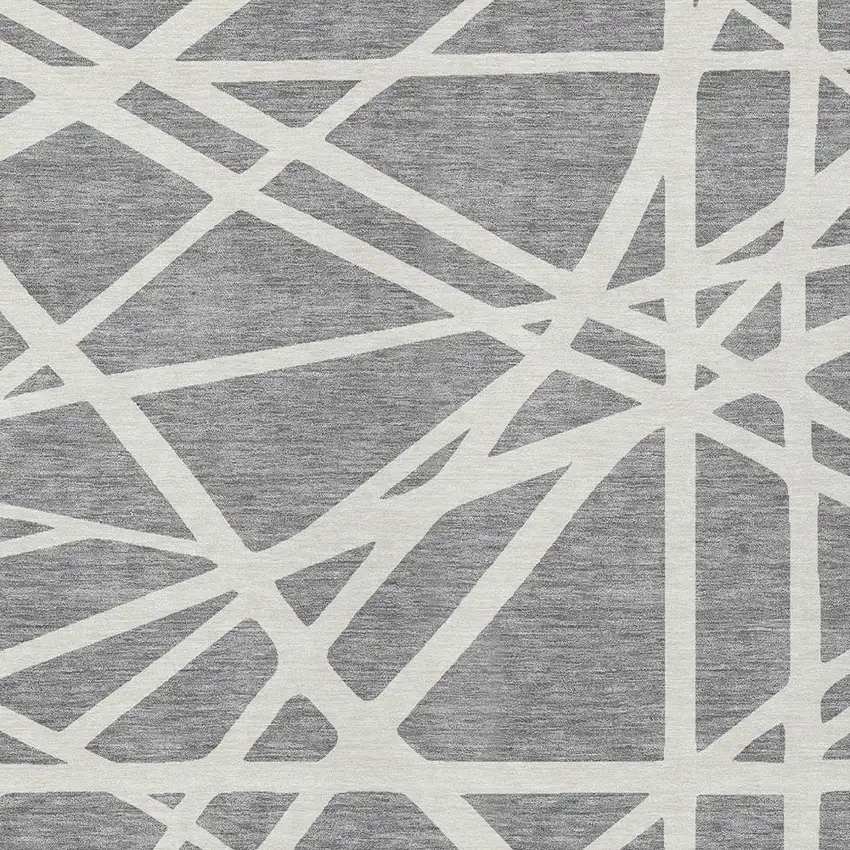 Gray And Ivory Geometric Washable Indoor Outdoor Area Rug Photo 6