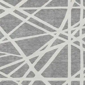 Photo of Gray And Ivory Geometric Washable Indoor Outdoor Area Rug