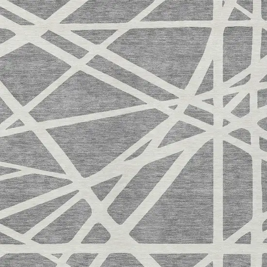 Gray And Ivory Geometric Washable Indoor Outdoor Area Rug Photo 6