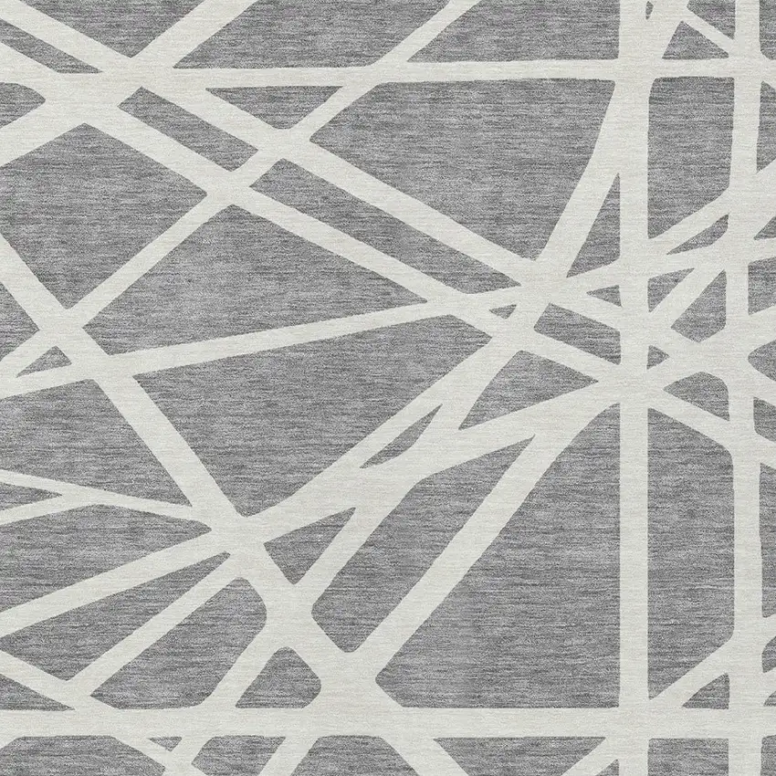 Gray And Ivory Geometric Washable Indoor Outdoor Area Rug Photo 6