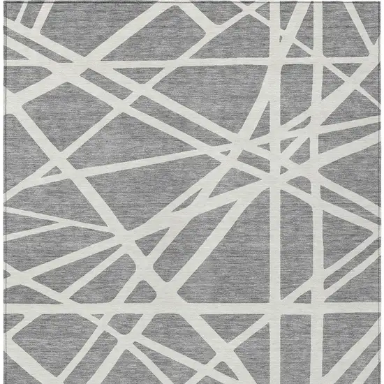 Gray And Ivory Geometric Washable Indoor Outdoor Area Rug Photo 8