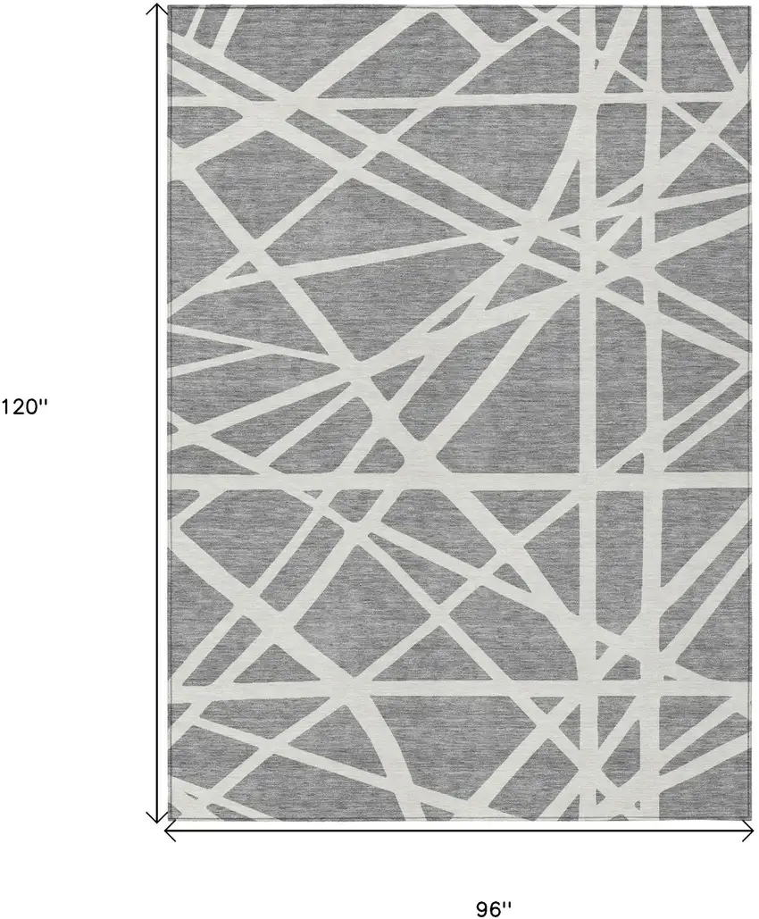Gray And Ivory Geometric Washable Indoor Outdoor Area Rug Photo 3