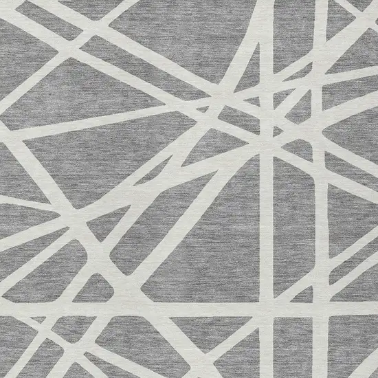 Gray And Ivory Geometric Washable Indoor Outdoor Area Rug Photo 6