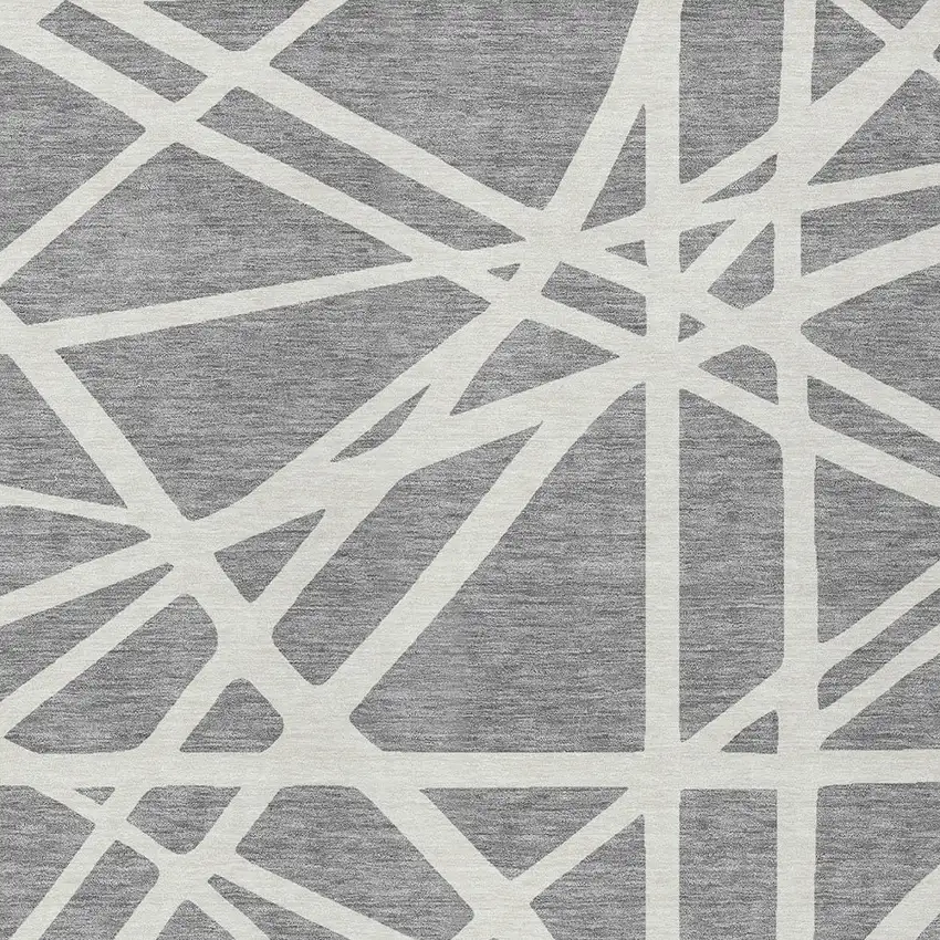 Gray And Ivory Geometric Washable Indoor Outdoor Area Rug Photo 6