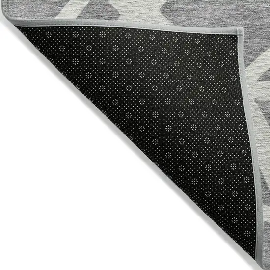Gray And Ivory Geometric Washable Indoor Outdoor Area Rug Photo 5