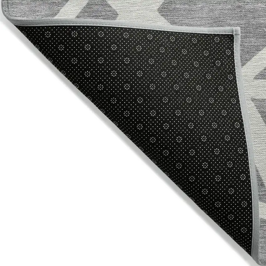 Gray And Ivory Geometric Washable Indoor Outdoor Area Rug Photo 5