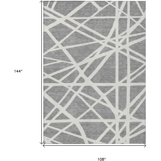 Gray And Ivory Geometric Washable Indoor Outdoor Area Rug Photo 3