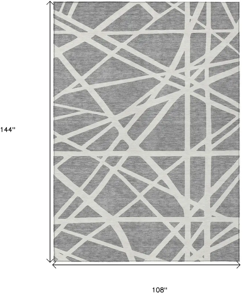 Gray And Ivory Geometric Washable Indoor Outdoor Area Rug Photo 3