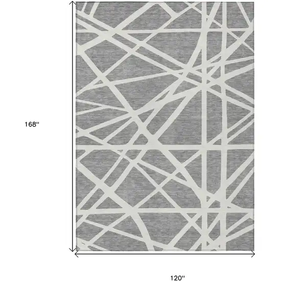 Gray And Ivory Geometric Washable Indoor Outdoor Area Rug Photo 3