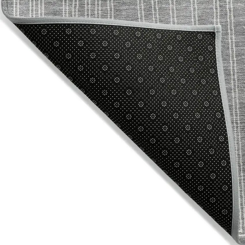 Gray And Ivory Geometric Washable Indoor Outdoor Area Rug Photo 3
