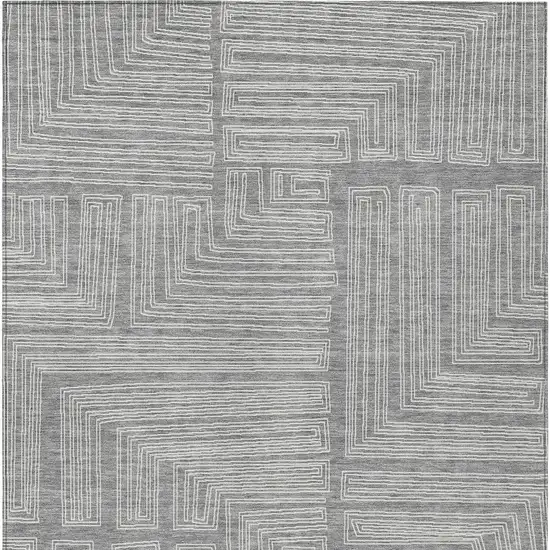 Gray And Ivory Geometric Washable Indoor Outdoor Area Rug Photo 6