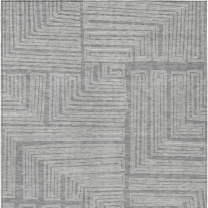 Gray And Ivory Geometric Washable Indoor Outdoor Area Rug Photo 6