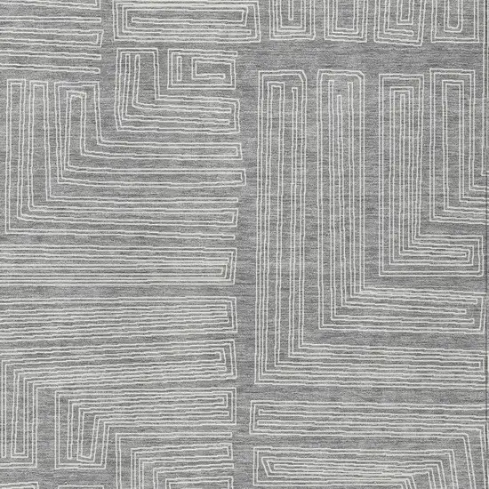 Gray And Ivory Geometric Washable Indoor Outdoor Area Rug Photo 5