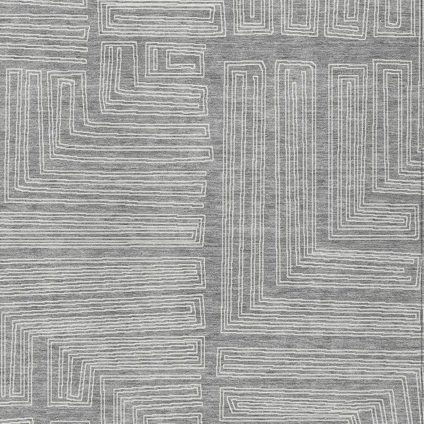 Gray And Ivory Geometric Washable Indoor Outdoor Area Rug Photo 5