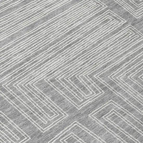 Gray And Ivory Geometric Washable Indoor Outdoor Area Rug Photo 8