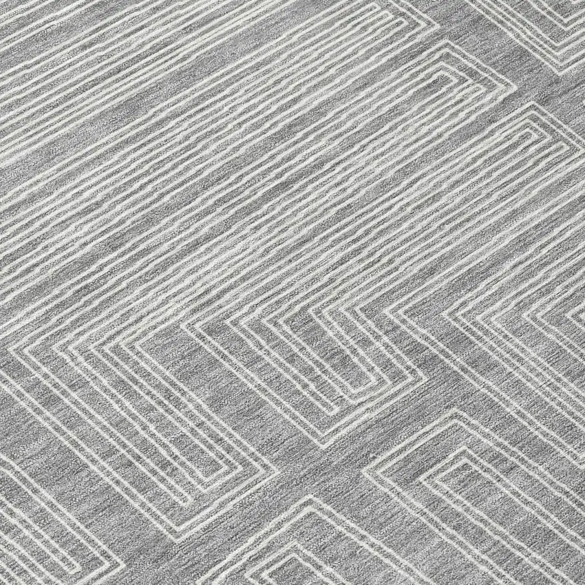 Gray And Ivory Geometric Washable Indoor Outdoor Area Rug Photo 8