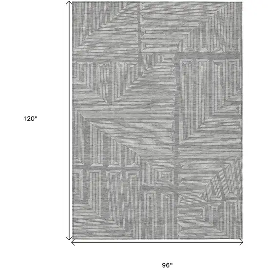 Gray And Ivory Geometric Washable Indoor Outdoor Area Rug Photo 7