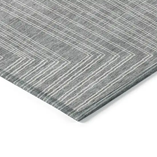 Gray And Ivory Geometric Washable Indoor Outdoor Area Rug Photo 4
