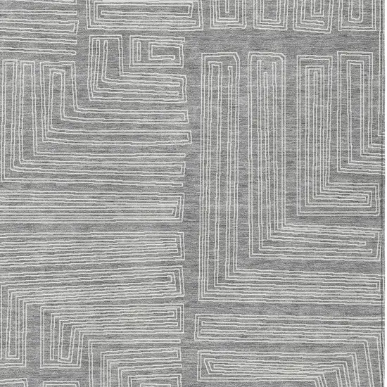 Gray And Ivory Geometric Washable Indoor Outdoor Area Rug Photo 5