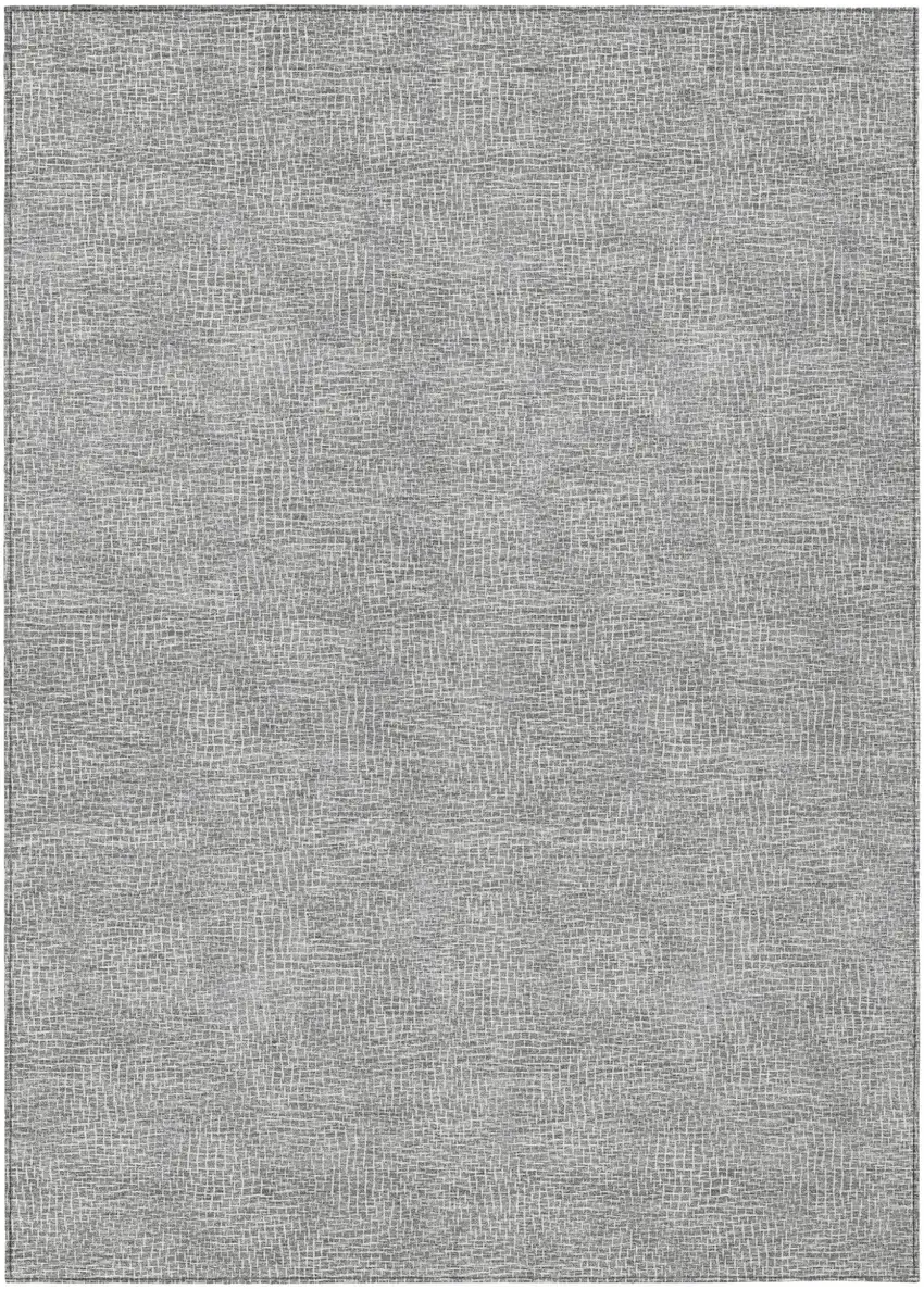 Gray And Ivory Geometric Washable Indoor Outdoor Area Rug Photo 2
