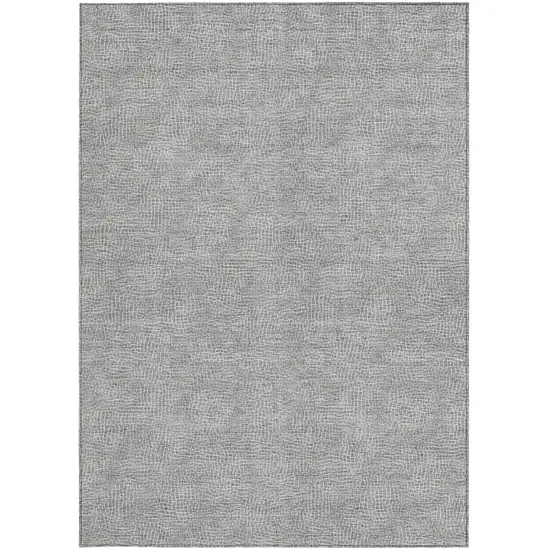 Gray And Ivory Geometric Washable Indoor Outdoor Area Rug Photo 6