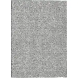 Photo of Gray And Ivory Geometric Washable Indoor Outdoor Area Rug