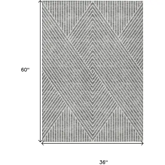 Gray And Ivory Geometric Washable Indoor Outdoor Area Rug Photo 3