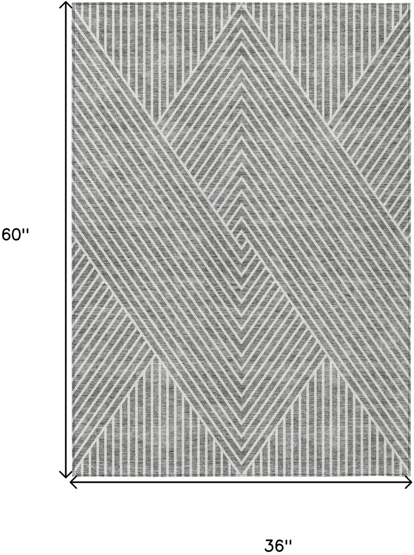 Gray And Ivory Geometric Washable Indoor Outdoor Area Rug Photo 3
