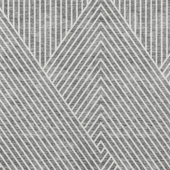 Gray And Ivory Geometric Washable Indoor Outdoor Area Rug Photo 5